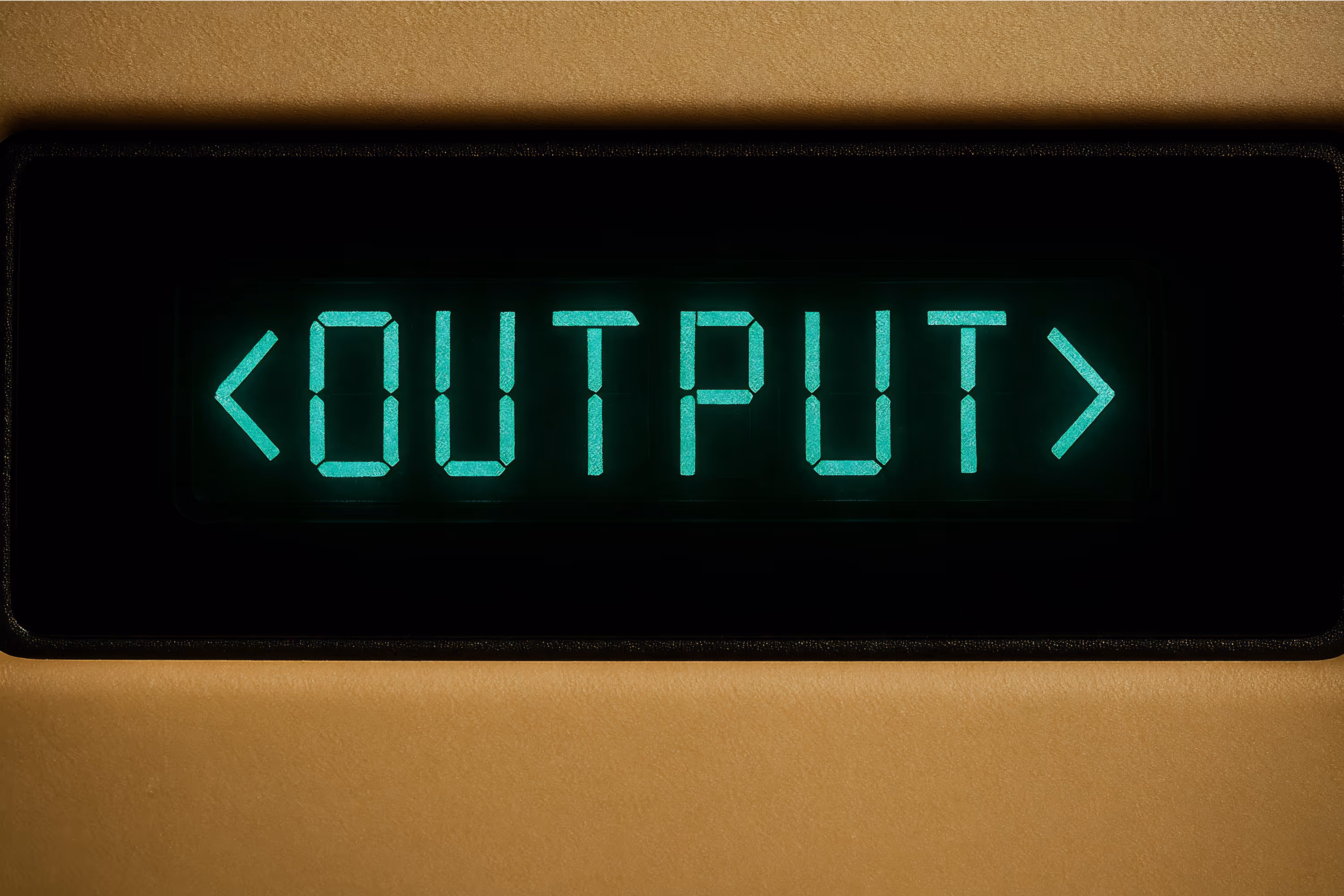 A calculator with the HTML <output> tag shown on the display