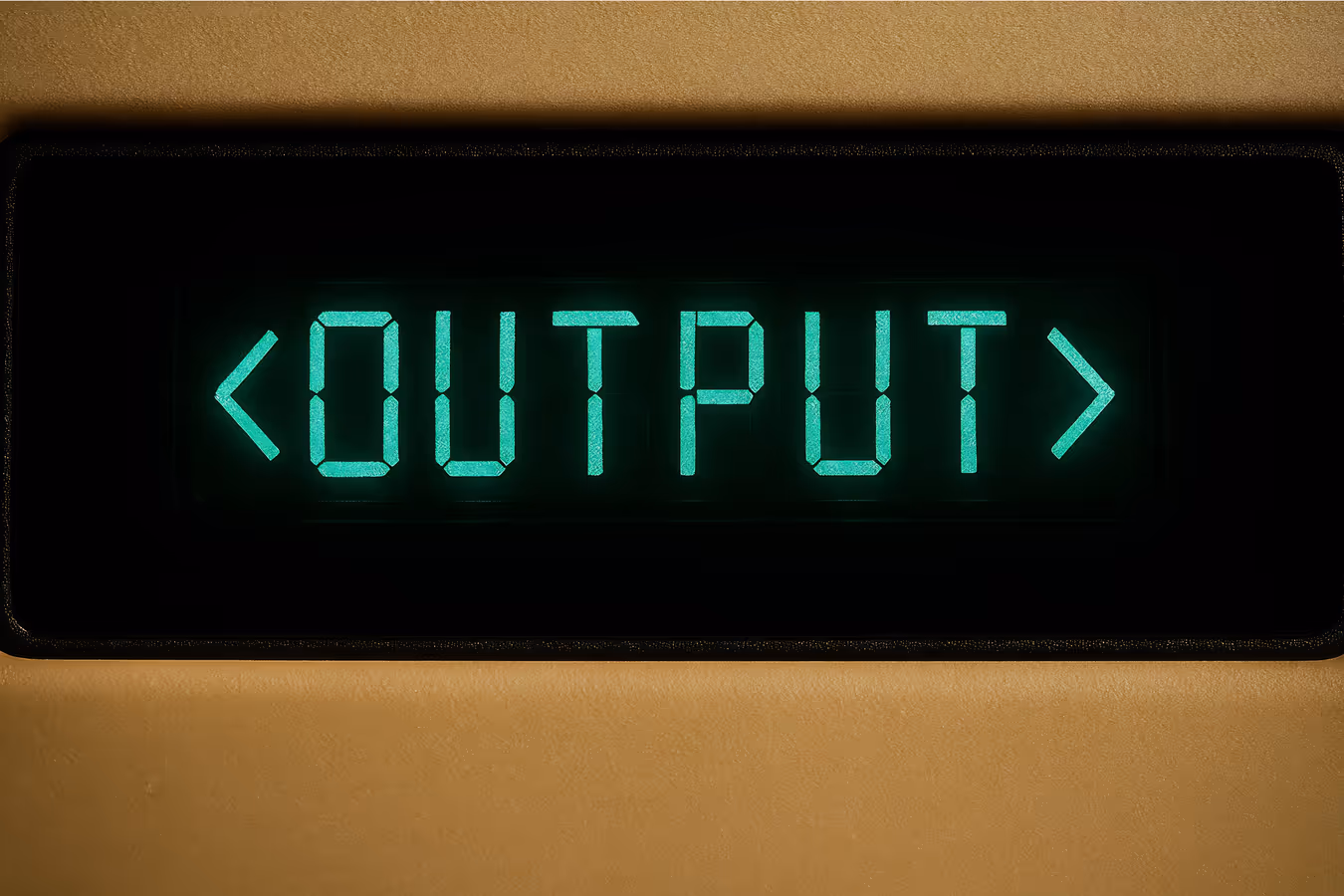 A calculator with the HTML <output> tag shown on the display