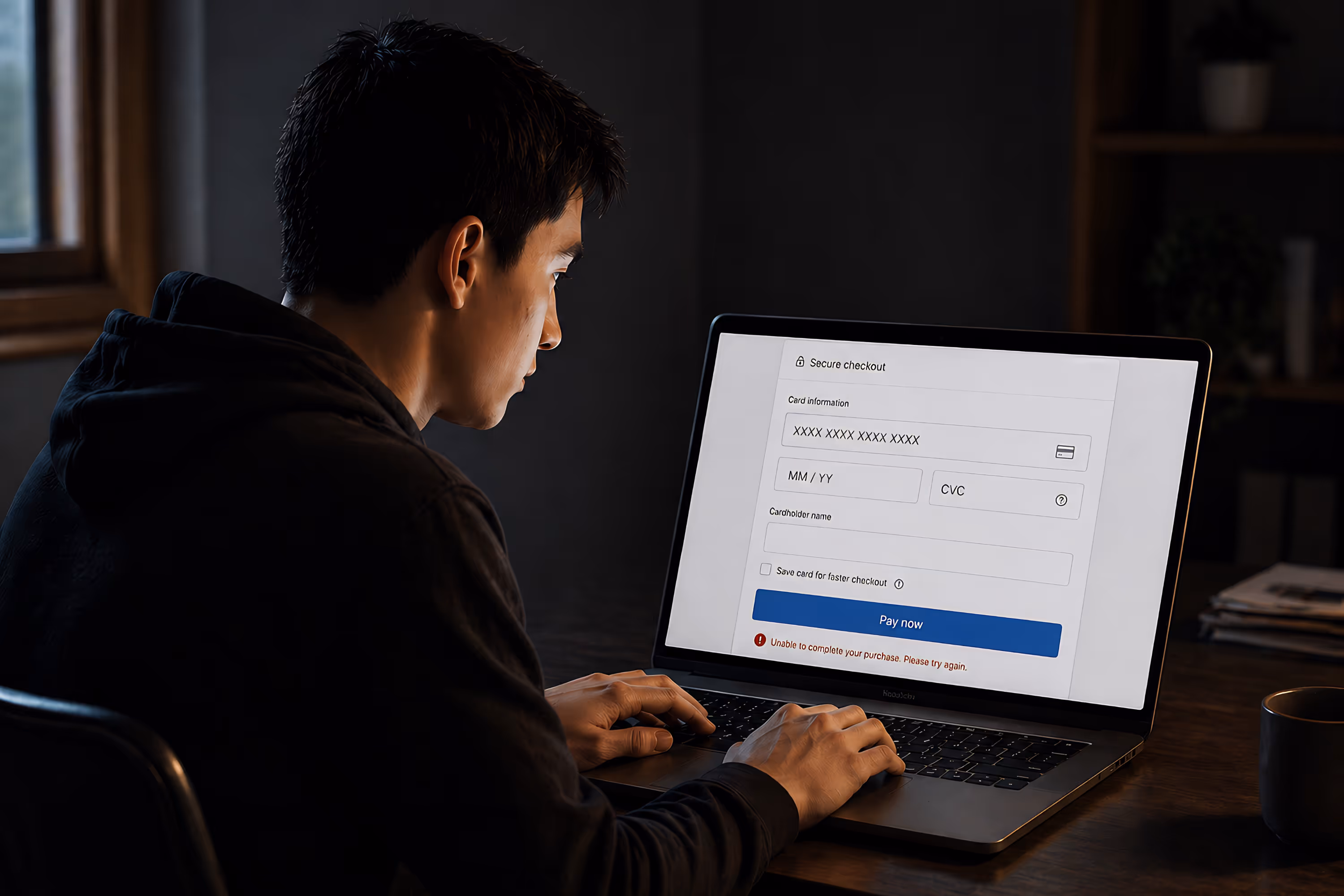 Developer debugging an issue with an online checkout application at 2:43 AM