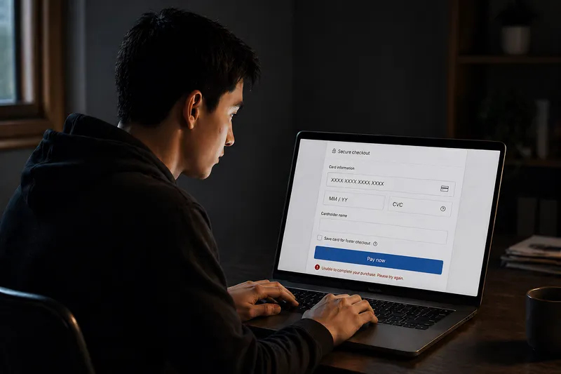 Developer debugging an issue with an online checkout application at 2:43 AM