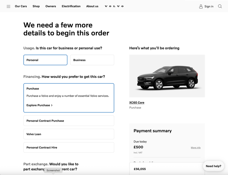 Volvo Cars Offer Selector