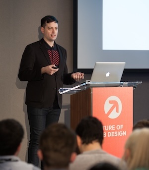 Den Odell speaking at Future of Web Design Conference in 2015